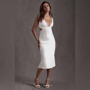 NWT Sachin & Babi Mona V-Neck Cutout Satin Midi Dress